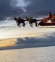 Santa Flies Over Swiss Lake