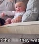 Adorable dad & daughter duo intensely watch TV