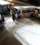 Bus Nearly Runs Over Pedestrians Due to Icy Roads