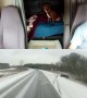Truck Slips and Slides on Icy Road