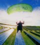 Paramotor Cruising Low Over Solar Farm