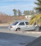 Driver Leaves Gas Station on 3 Wheels