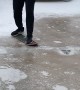 Texan Attempts Skateboarding on Ice