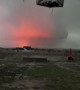 Tank Battery Struck by Lightning Illuminates Stormy Skies