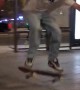 Skateboard gets run over after failed kickflip
