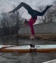 Mesmerizing Handstand on a Paddleboard