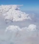 Wildfire footage captured from overhead passing airplane