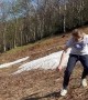Kid Trips and Tumbles Down Hill