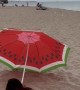 Woman's Umbrella Gets Caught by the Wind