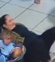 Baby Pulls Chair Before Woman Sits Down
