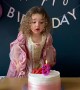 Little Girl Surprised by Stubborn Birthday Candle
