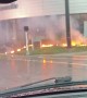 Downed Power Line Catches Fire