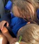 Sleepy Kids Interact with Snake Obliviously