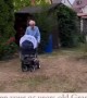95-year-old grandpa pushes baby in stroller so mom can enjoy her meal