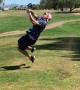 Golf Swing Sends Guy onto the Grass