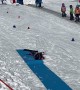 Funny Little Girl Skiing Tumbles