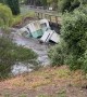 Camp Trailer Gets Crushed Underneath Bridge During Storm