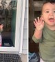 Toddler has precious reaction when mom comes home