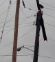 Powerline Pole Catches Fire and Falls