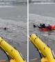 Firefighters rescue dog from frozen river