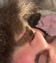Woman Gives Her Boyfriend's Beard a Blowout
