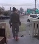 Woman Slips Down Icy Steps