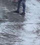 Man Tries Walking Over to Van Over Icy Landscape