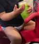 Little Boy Looks for His Water Cup