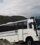 Excursion bus in Iceland drives through very deep water