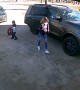 Kid Misses Step and Falls Out of Car