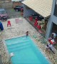Niece Falls Out Of Floaty When Tossed Into Pool
