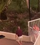 Woman Struggles With Pool Gate