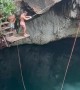 Rope Swing Over Cenote Doesn't Go As Planned