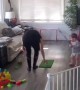 Supermom snags golf ball midair after toddler\'s living room swing