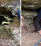 Dog trapped in deep cave for three days with a bear