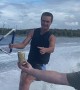 Water Skier Receives Mid-Training Protein Shake