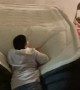 Girl Goes Flying When Brother Jumps on Air Mattress
