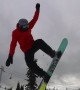 Snowboarder Overshoots The Jump