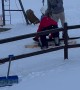 Snowboarders Fail to Ride Rope Tow Ski Lift