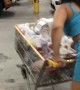 Shopping Cart Gets Turned Upside Down