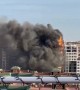 A  huge fire is burning in a 14-story building in Valencia