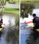 Firefighter rescued bird that was stuck in fishing line