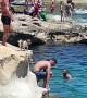 Dog Jumps To Swimming Owner's Arms