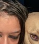 Owner Lines Eyes To Match Dog