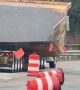 Wide Load Knocks Over Cones