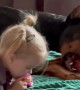 Doberman And Daughter Chew On Toy Balls