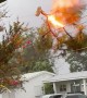 Branch Caught in Electrical Wires Catches Fire