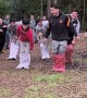 Dog Interrupts Sack Race