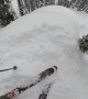 Heli-Skier Rides Down a Crazy Pillow Line in British Columbia Backcountry