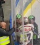 Hockey Player Stuck In Boards